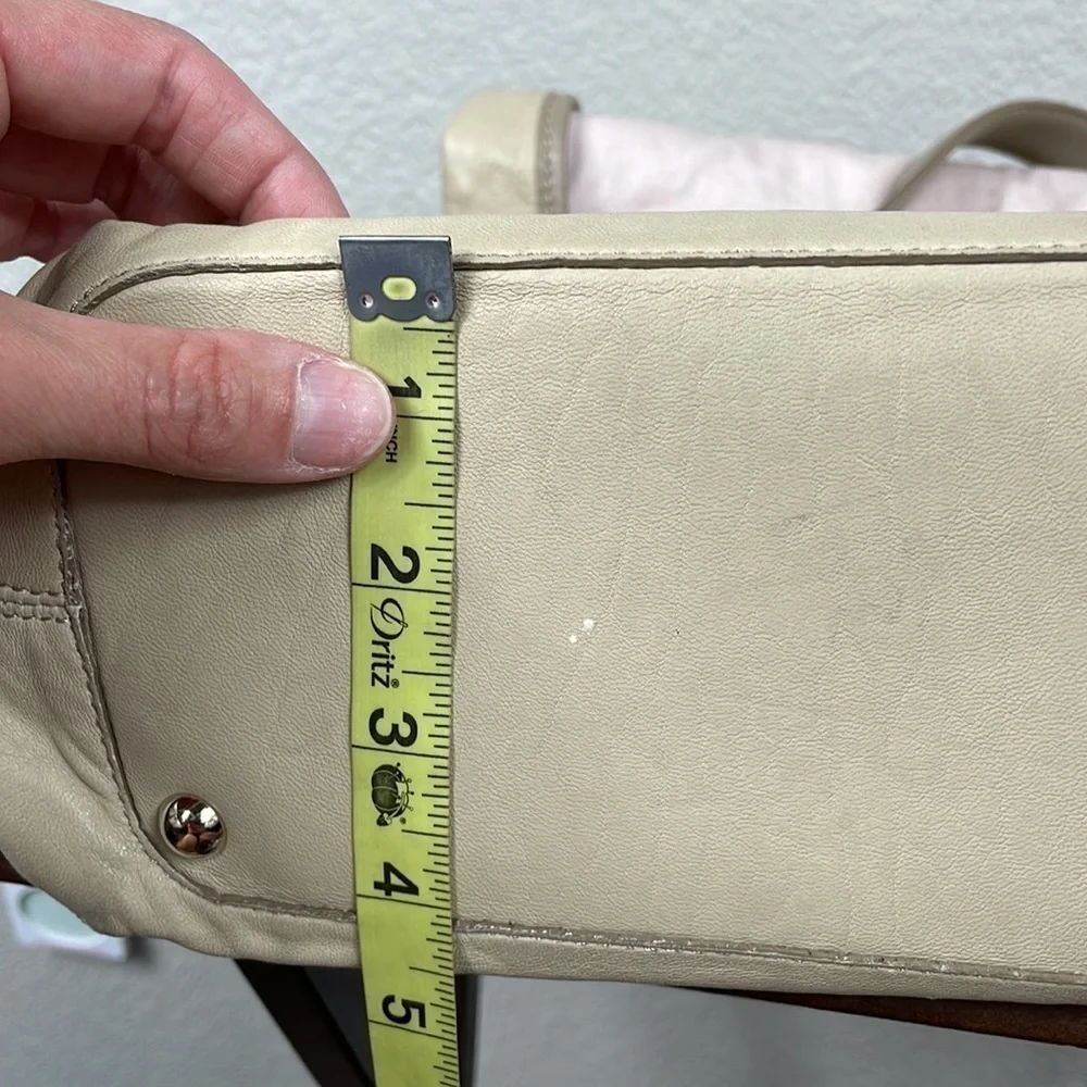 Nina Ricci Liane Leather Satchel Bag Top Handle Shoulder Strap Cream Ivory